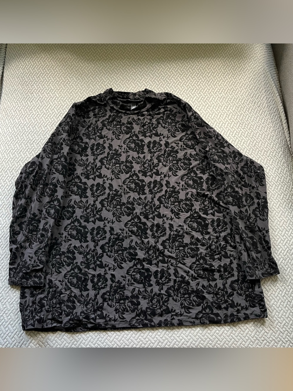 Torrid Black Floral Velvet Burnout Faux Turtleneck Sheer Blouse